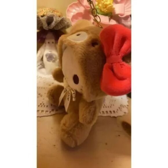Hello kitty Kawaii MyMelody Plush Brown Teddy Bear Keychain - Picture 4 of 7